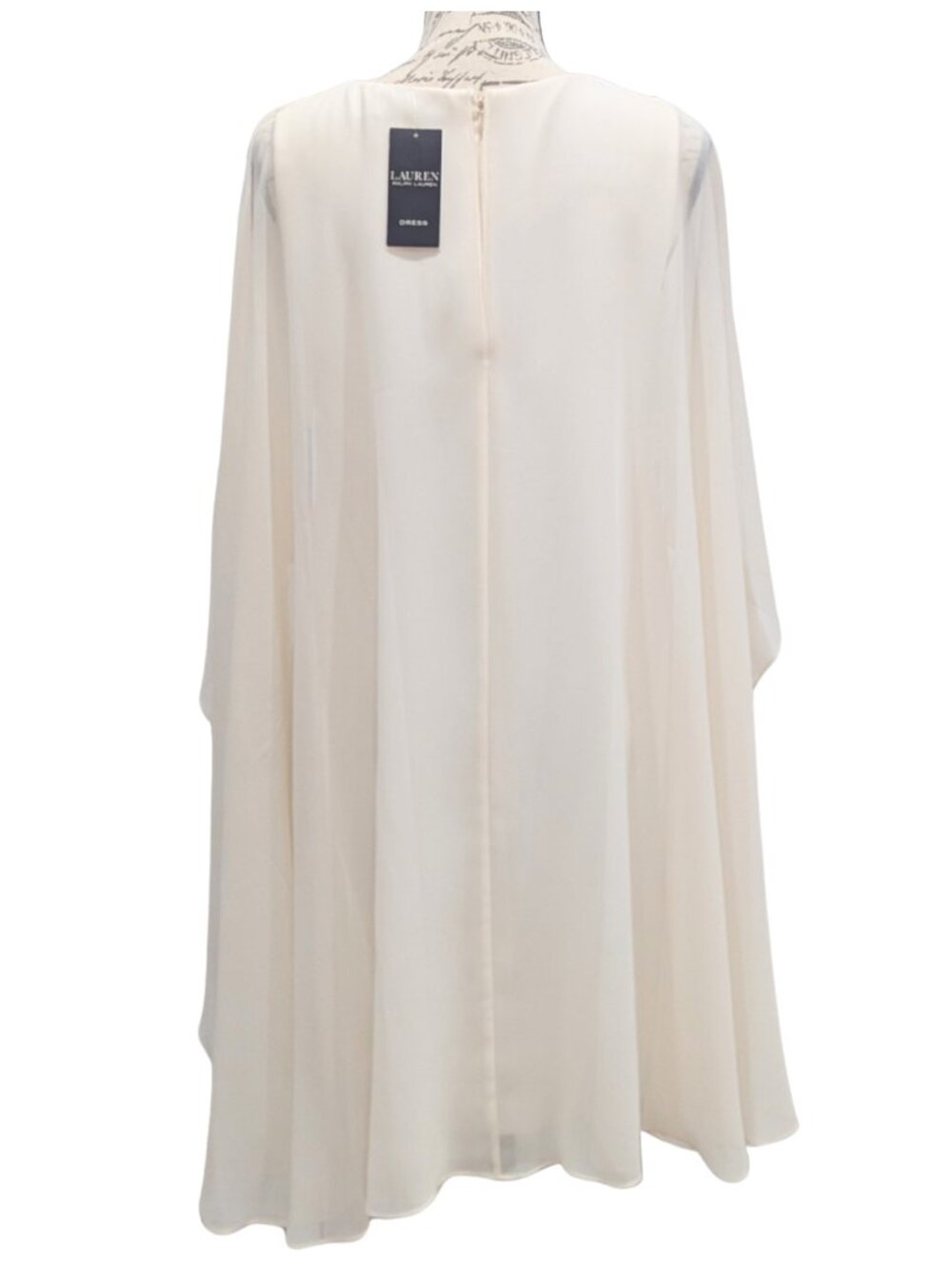 Lauren Ralph Lauren Renelle Ivory Cape Cocktail Dress Size 2 NWT - Picture 4 of 11